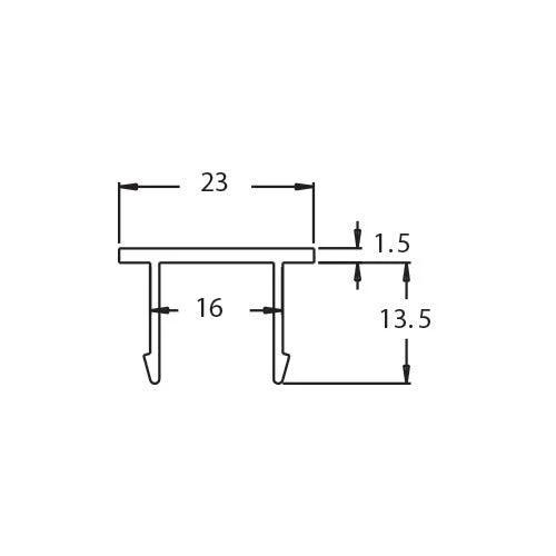 Snap In Aluminium Partition Extrusion To Suit 16mm Channel - Image 3