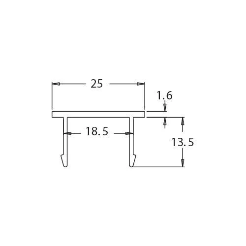 Snap In Aluminium Partition Extrusion To Suit 18mm Channel - Image 3